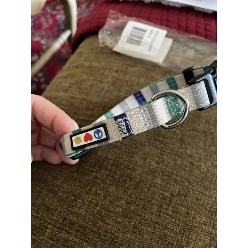 Pawtitas Plaid Dog/Cat Collar Puppies High Visibility with Bands Small